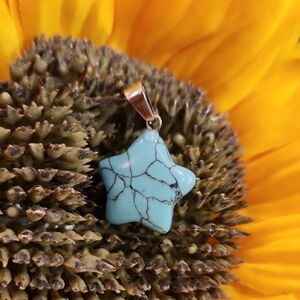 Turquoise Star Pendant With Silver Bale